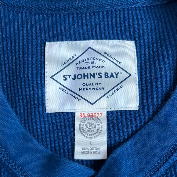 Men's Blue Henley Shirt - Picture 2 of 3